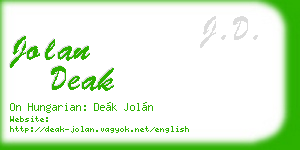 jolan deak business card